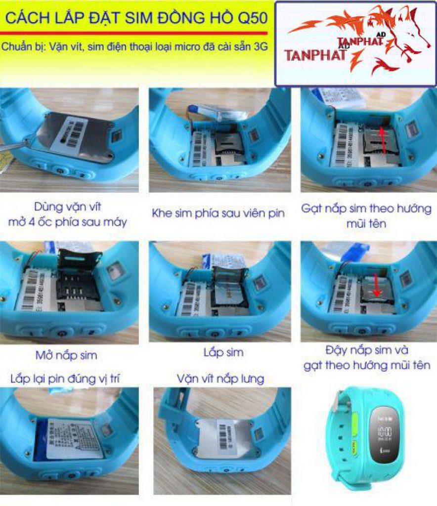 Hướng dẫn cài đặt và sử dụng các loại đồng hồ định vị trẻ em 3 cach lap sim dong ho dinh vi q50 1 510x591 1