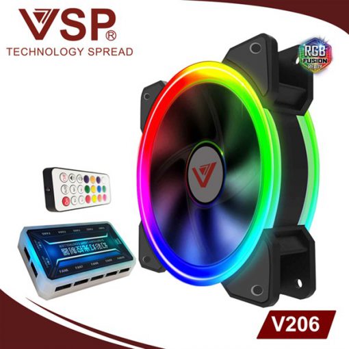 BỘ 3 FAN LED RGB 2 MẶT VSP V206 + HUB + REMOTE - Ảnh 2