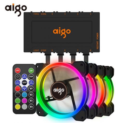 BỘ FAN CASE AIGO DR12 5in1 5 FAN+ 1HUB+ 1REMOTE CHÍNH HÃNG - Ảnh 3