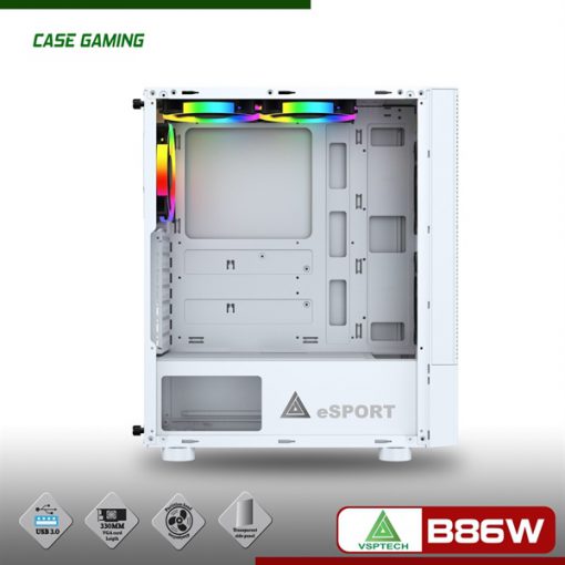 VỎ CASE GAMING VSP MẶT LƯỚI B86W (TRẮNG ) KÍNH CƯỜNG LỰC - Ảnh 2