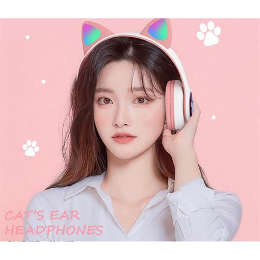 Tai Nghe Chụp Tai STN-28 / Tai Nghe Bluetooth 5.0 Mèo Cute Có Micro Chuyên Livestream LED RGB 12 Chế Độ EQ-Âm Bass Mạnh - Ảnh 2