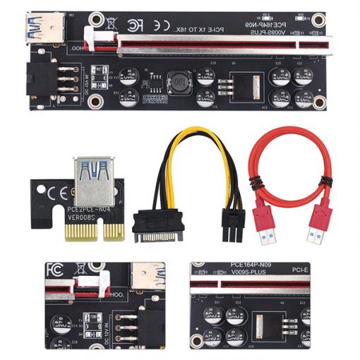 Bộ Riser PCIe 1X 16X USB 3.0 Ver 009S Plus 8 Tụ Điện Có Led NE - Ảnh 2