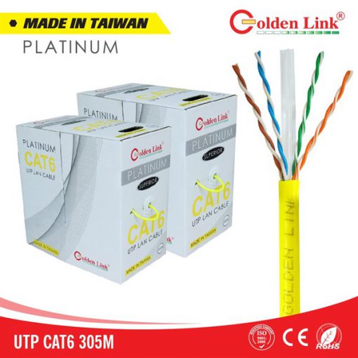 CÁP MẠNG GOLDEN LINK PLATINUM UTP CAT 6 - 305M TAIWAN (vàng)
