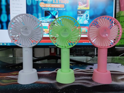 Quạt Mini Tích Điện Cầm Tay Có Đế Để Bàn Siêu Hot Đủ Màu