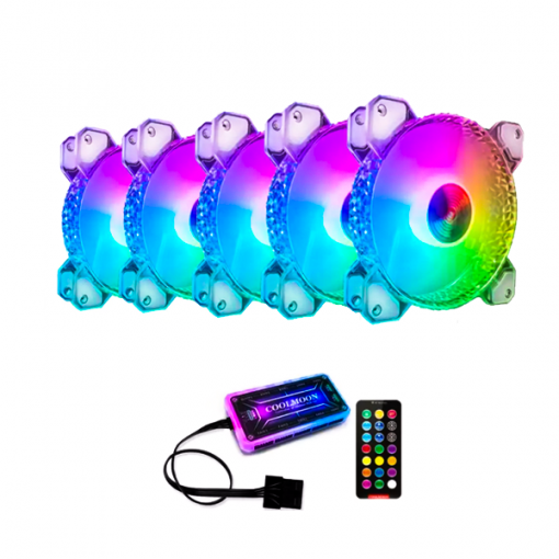 Bộ 5 Fan Coolmoon D1 gồm 5 Fan + 1 Hub + 1 Điều Khiển - New