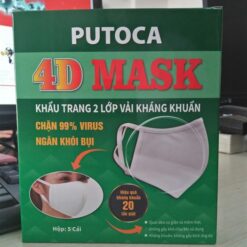 KHẨU TRANG 2 LỚP VẢI KHÁNG KHUẨN (HỘP 5 CÁI) DÙNG 20 LẦN GIẶT