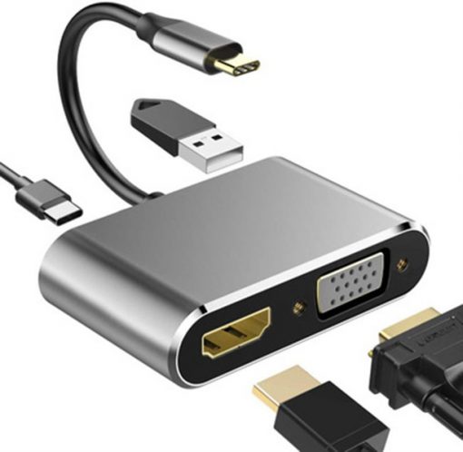 Cáp chuyển USB Type-c ra 4 cổng HDMI/ VGA/ USB và cổng sạc hỗ trợ chế độ Dex - UHV41160