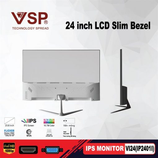 Màn 24 inch LED tràn viền Slim Bezel VSP V2407S /FULL HD// 75Hz - Ảnh 3