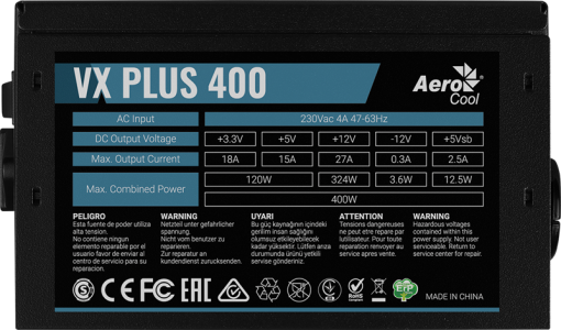 Nguồn CST AEROCOOL VX PLUS 400W Mới Chính Hãng