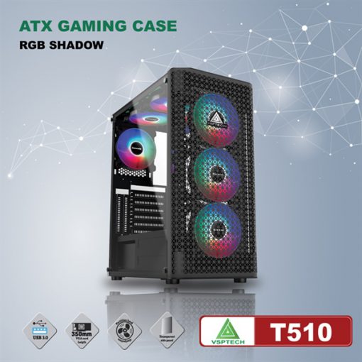 Case VSPTECH ATX Gaming T510 Đen - Ảnh 3