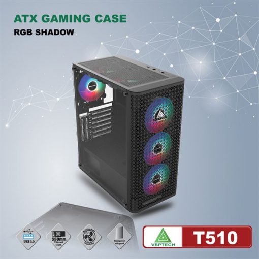 Case VSPTECH ATX Gaming T510 Đen - Ảnh 2