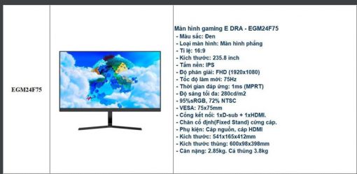 Màn hình E-DRA EGM24F75 24 inch FHD IPS 75Hz - Ảnh 5