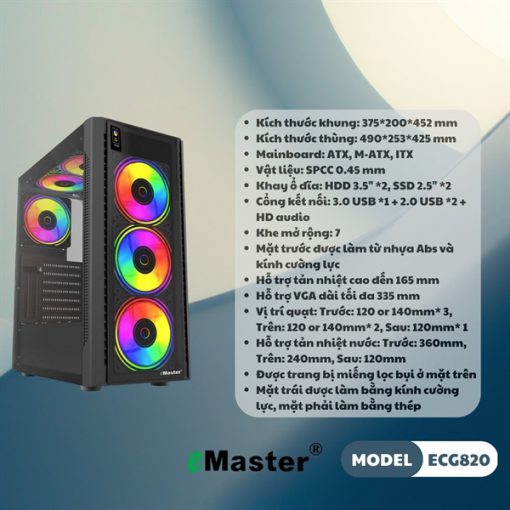 CASE GAMING EMASTER ECG820 - Ảnh 2