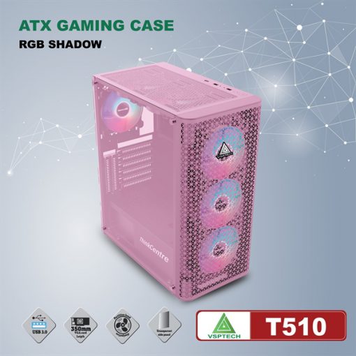 Case VSPTECH ATX Gaming T510 Hồng - Ảnh 2