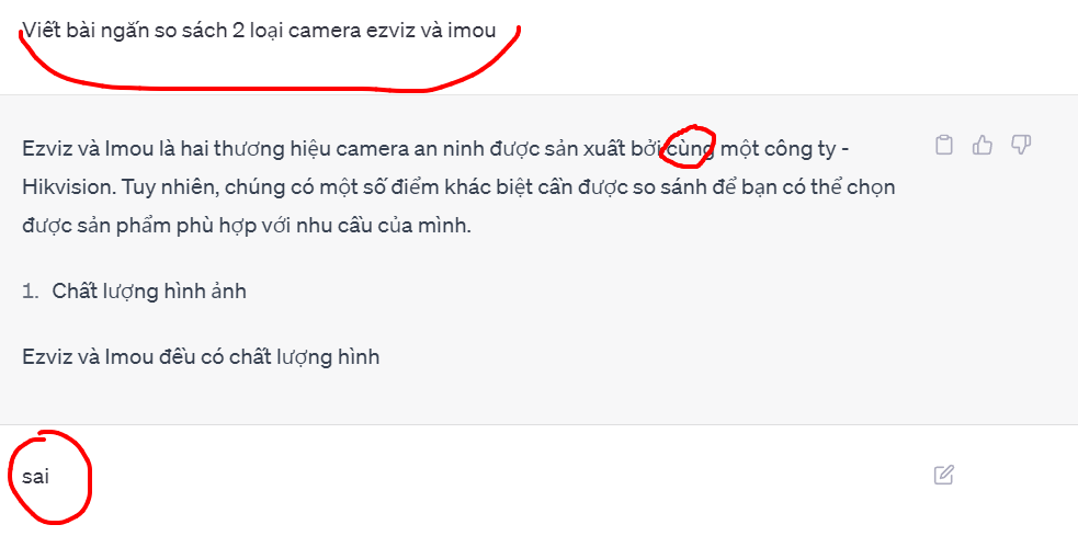 Xem chatGPT viết bài so sánh 2 loại camera ezviz và imou