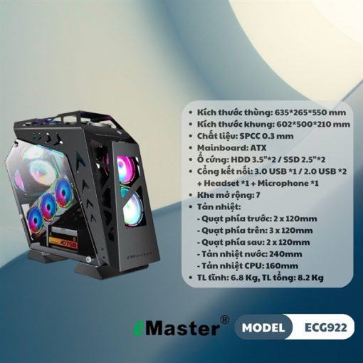 CASE GAMING EMASTER ECG922 - Ảnh 2