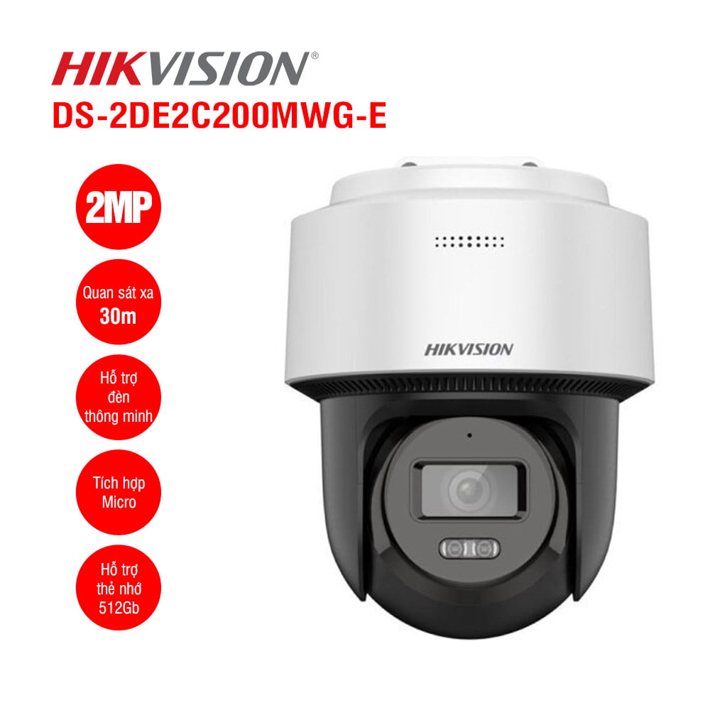 lắp đặt camera uy tín tại Đắk Lắk Camera IP Mini PT Smart Hybird Light 2MP HIKVISION DS-2DE2C200MWG-E
