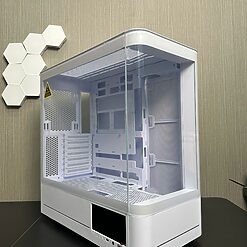 Case JUNGLE LEOPARD AC-02 White (Kính cong/ Màu trắng/ Không fan/ Có màn hình LCD) | Tấn Phát AD