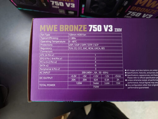 Nguồn máy tính Cooler Master MWE Bronze 750 V3 230V A/EU Cable – Công suất 750W chuẩn ATX 3.1, hiệu suất bền bỉ - Ảnh 4
