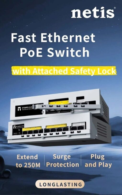 Switch PoE 8 port + 2 Uplinks Netis ST110PDI