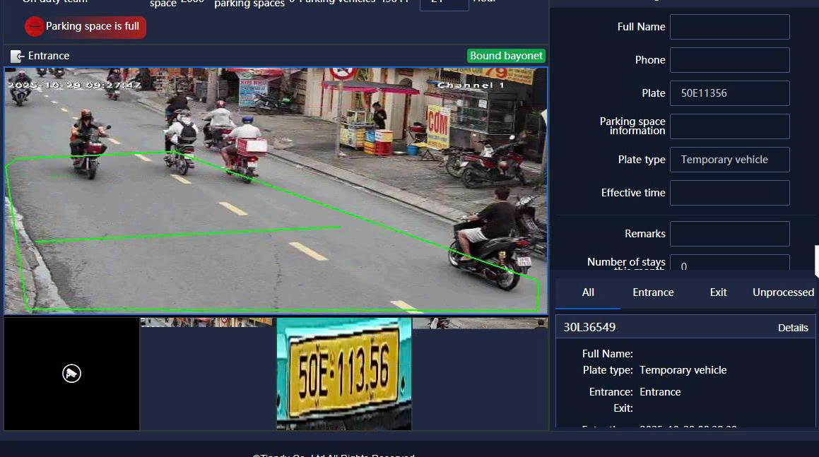 Hướng Dẫn Triển Khai Trạm Thu Phí – Gửi Xe Bệnh Viện Với Camera Nhận Diện Biển Số Tiandy TC-C34LQ 1 Camera Nhận Diện Biển Số Tiandy TC-C34LQ