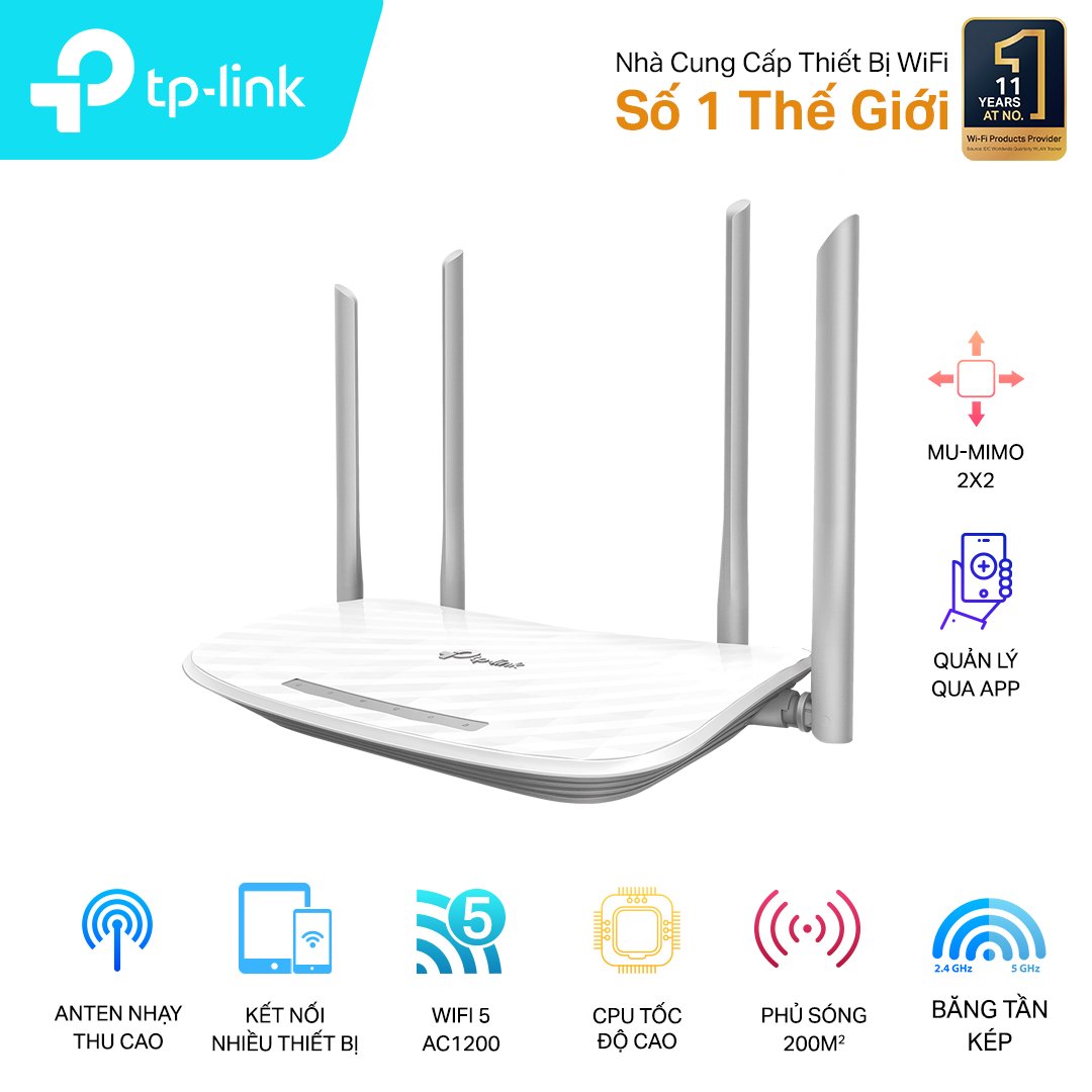 Bộ phát Wifi 4 râu cực mạnh TP-Link AC1200 Archer C50