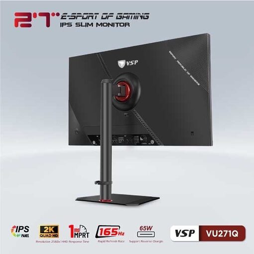 Màn hình VSP VU271Q | 27 inch, 2K, IPS, 165Hz, 1ms, USB C - 65w, chân xoay - Ảnh 3