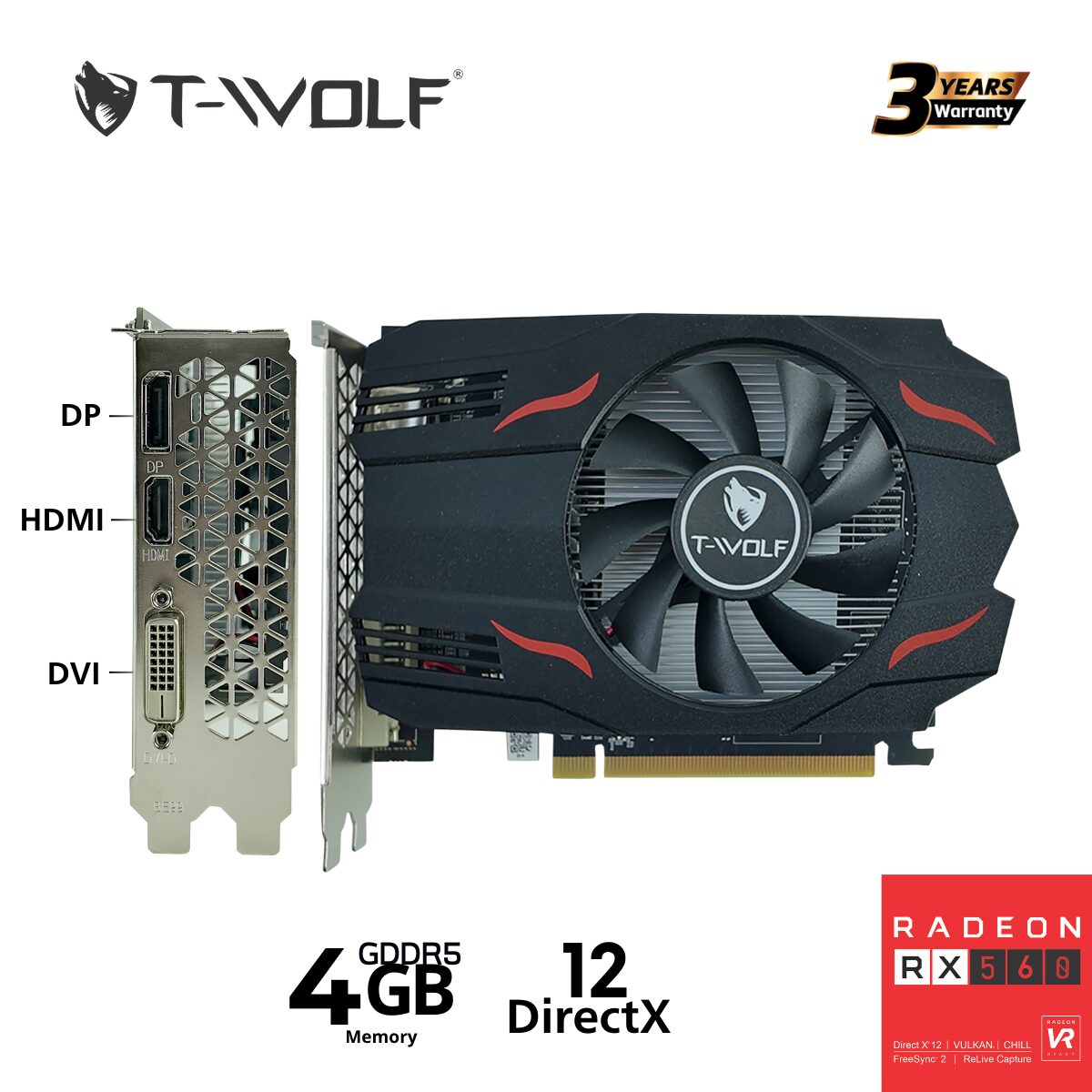 lắp đặt camera uy tín tại Đắk Lắk Card màn hình T-WOLF RX 560 4GB GDDR5