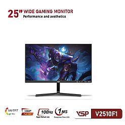 Màn hình văn phòng VSP V2510F1 | 24.5 inch, Full HD, VA, 100Hz, 1ms, Đen