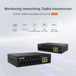 Switch PoE 8 Cổng Tenda S110PC – Giải pháp cấp nguồn cho camera gọn gàng, ổn định, tiết kiệm