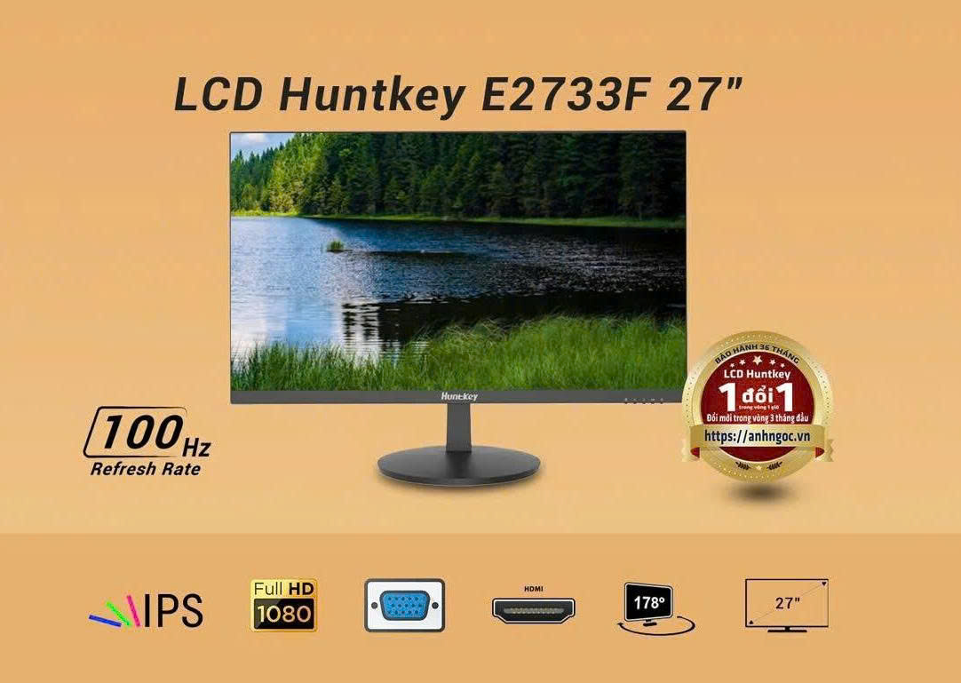 lắp đặt camera uy tín tại Đắk Lắk Màn hình LCD Huntkey E2733F