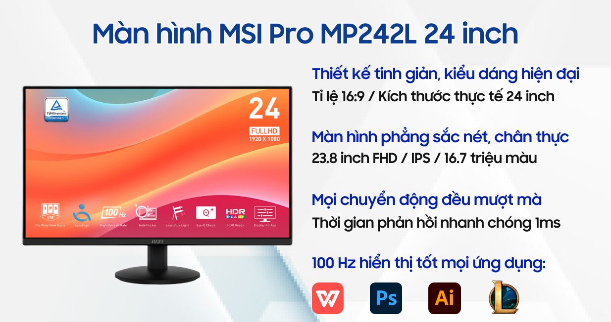 lắp đặt camera uy tín tại Đắk Lắk Màn Hình MSI PRO MP242L