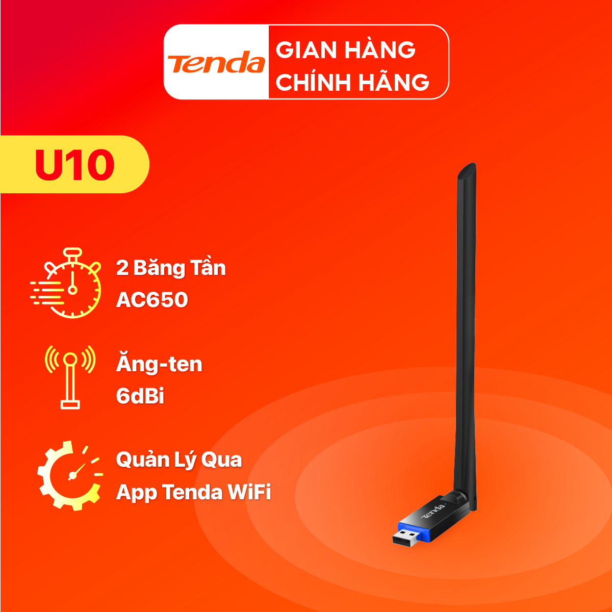 lắp đặt camera uy tín tại Đắk Lắk USB Wifi AC650 Tenda - U10