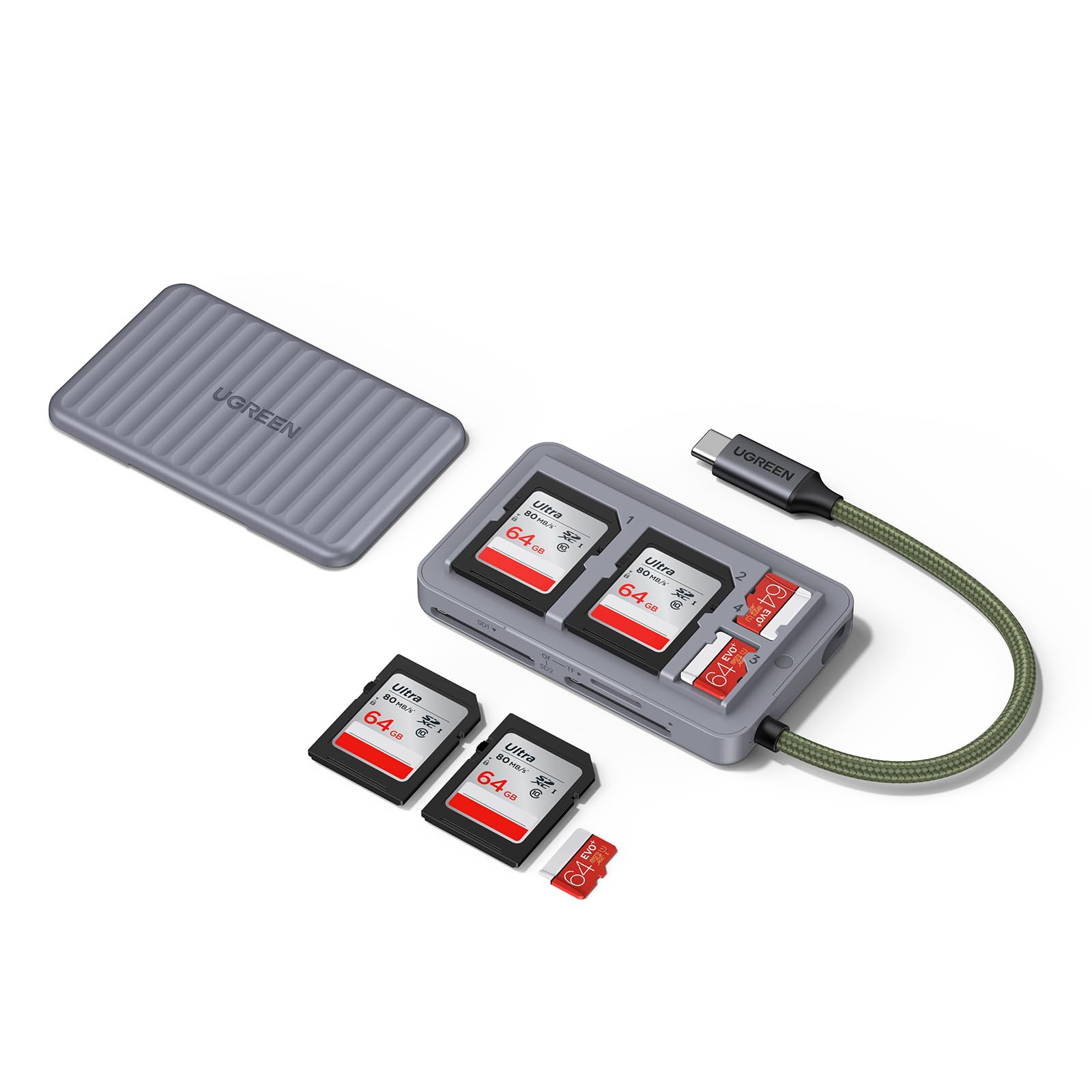 Đầu Đọc Thẻ UGREEN USB C 2 Trong 1 Tương Thích USB 3.0 5Gbps