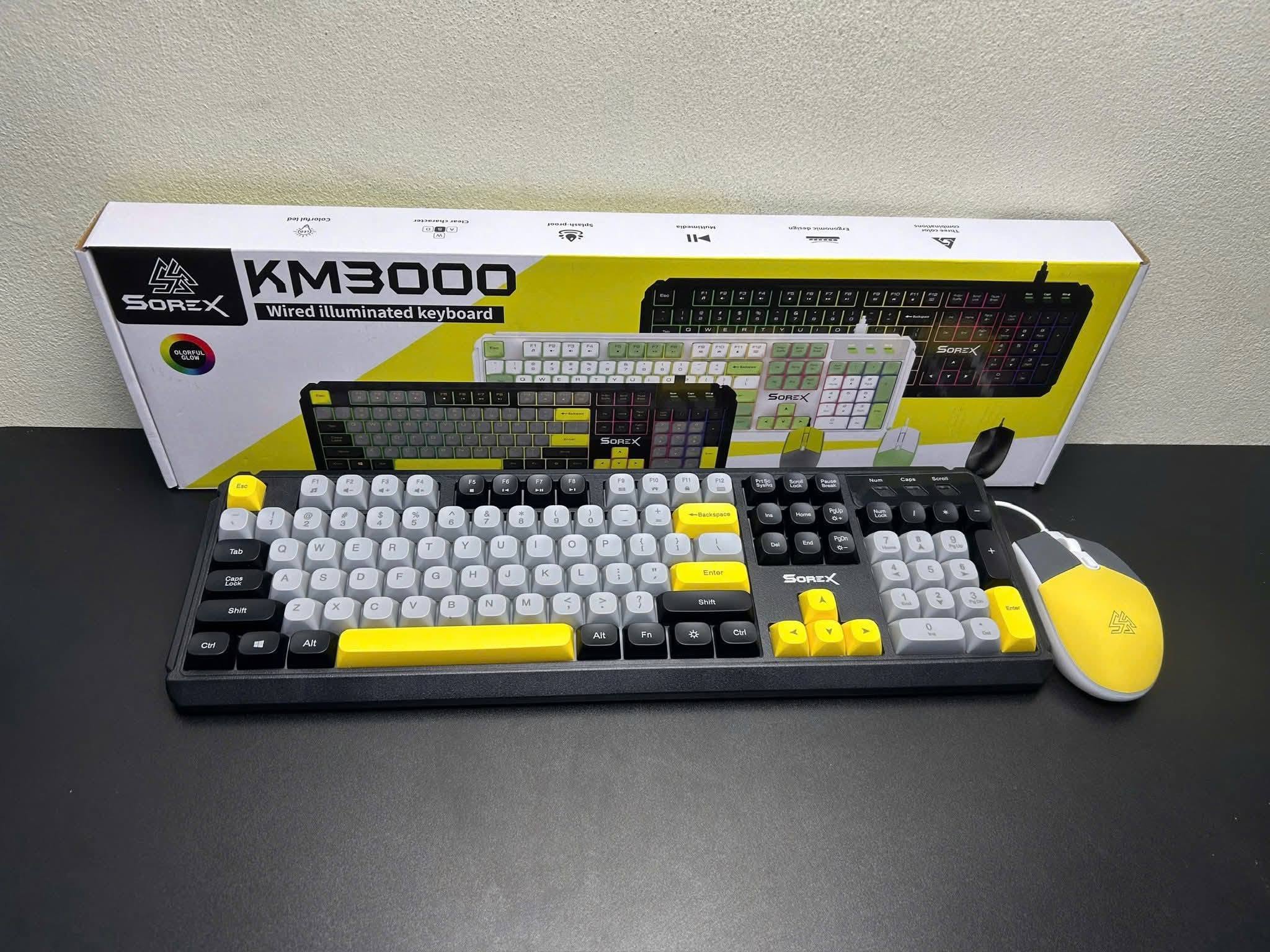 Bộ phím chuột Sorex KM3000 X Grey vàng