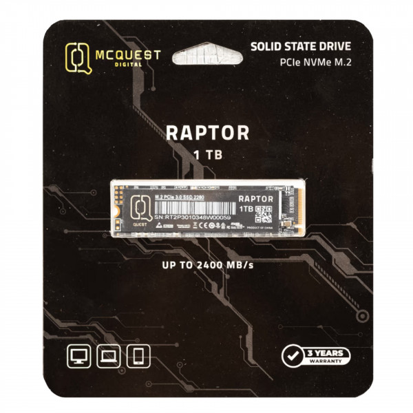 Ổ Cứng gắn trong SSD MCQUEST RAPTOR X 1TB 2.5 M.2 NVME 3.0 PCIe