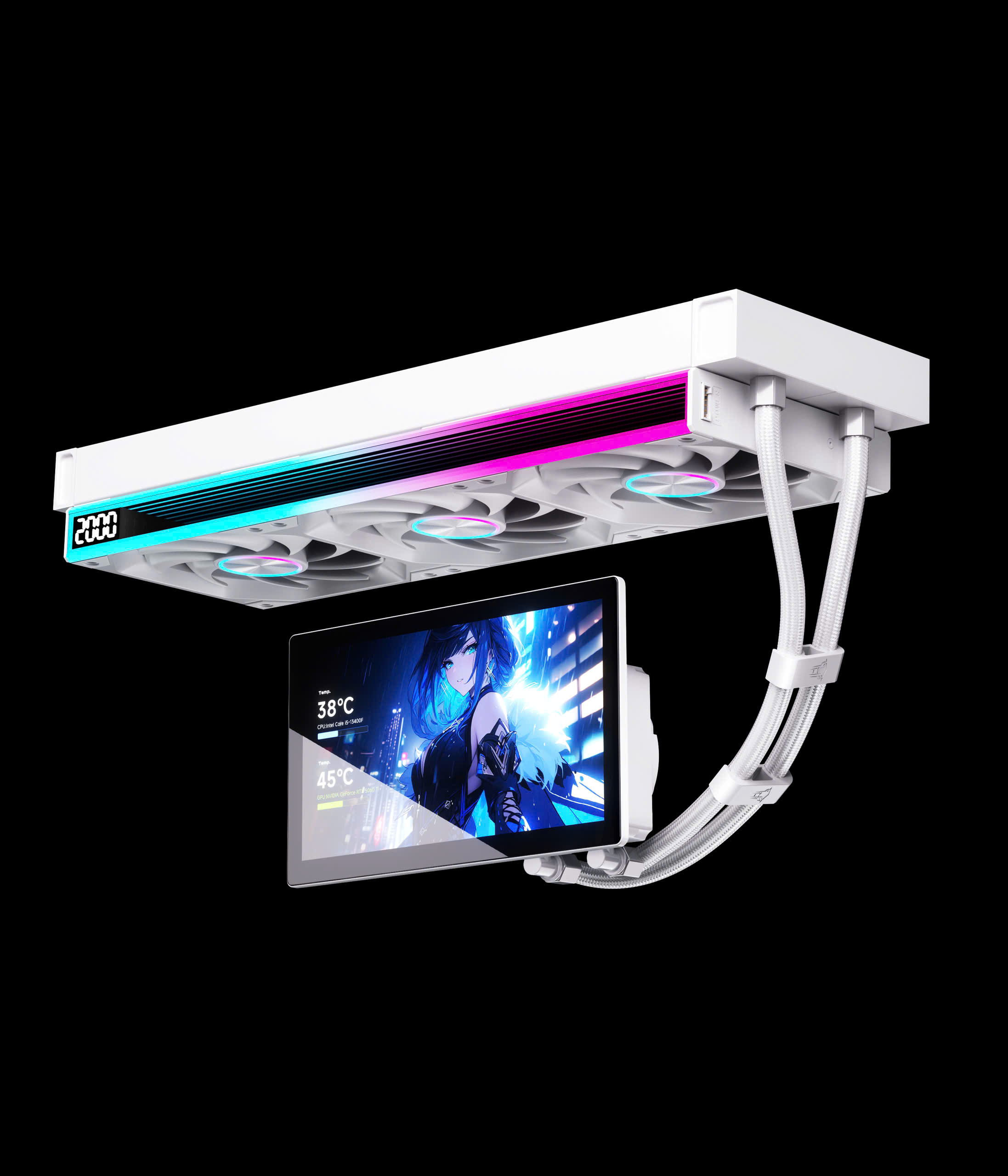 Tản Nước Leopard UltraFlow 360 Đen – LCD 7 Inch, ARGB, Tản 320W