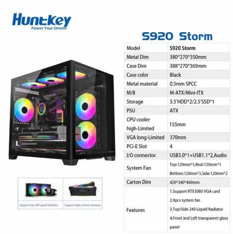 lắp đặt camera uy tín tại Đắk Lắk VỎ CASE HUNTKEY S920 Storm - Đen