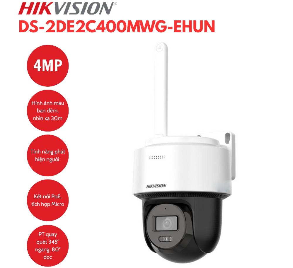 Camera Hikvision DS-2DE2C200MWG-EHUN 2MP Mini PT