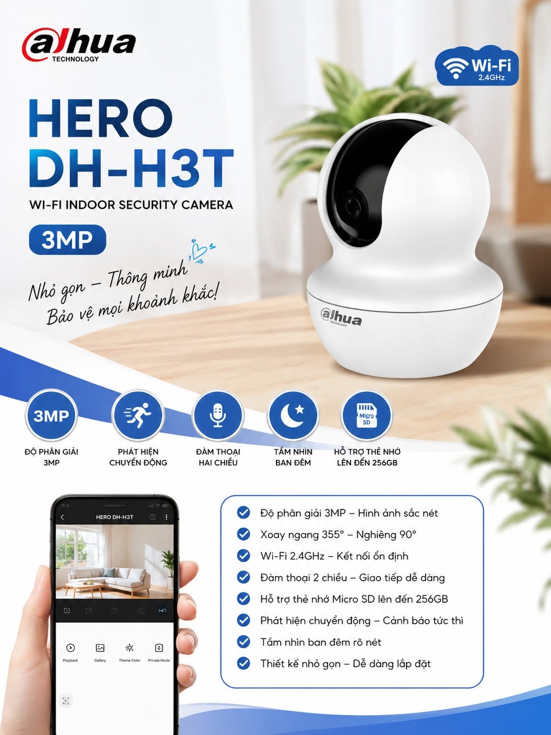 Camera WiFi Dahua HERO DH-H3T 3MP