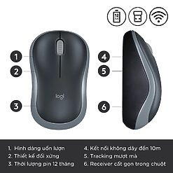 Chuột Không Dây Logitech M185 Chính Hãng – 1000 DPI, Pin 12 Tháng | Tấn Phát AD