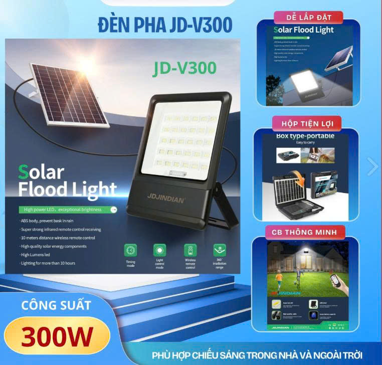 ĐÈN PHA NĂNG LƯỢNG MẶT TRỜI JINDIAN JD-V300 300W