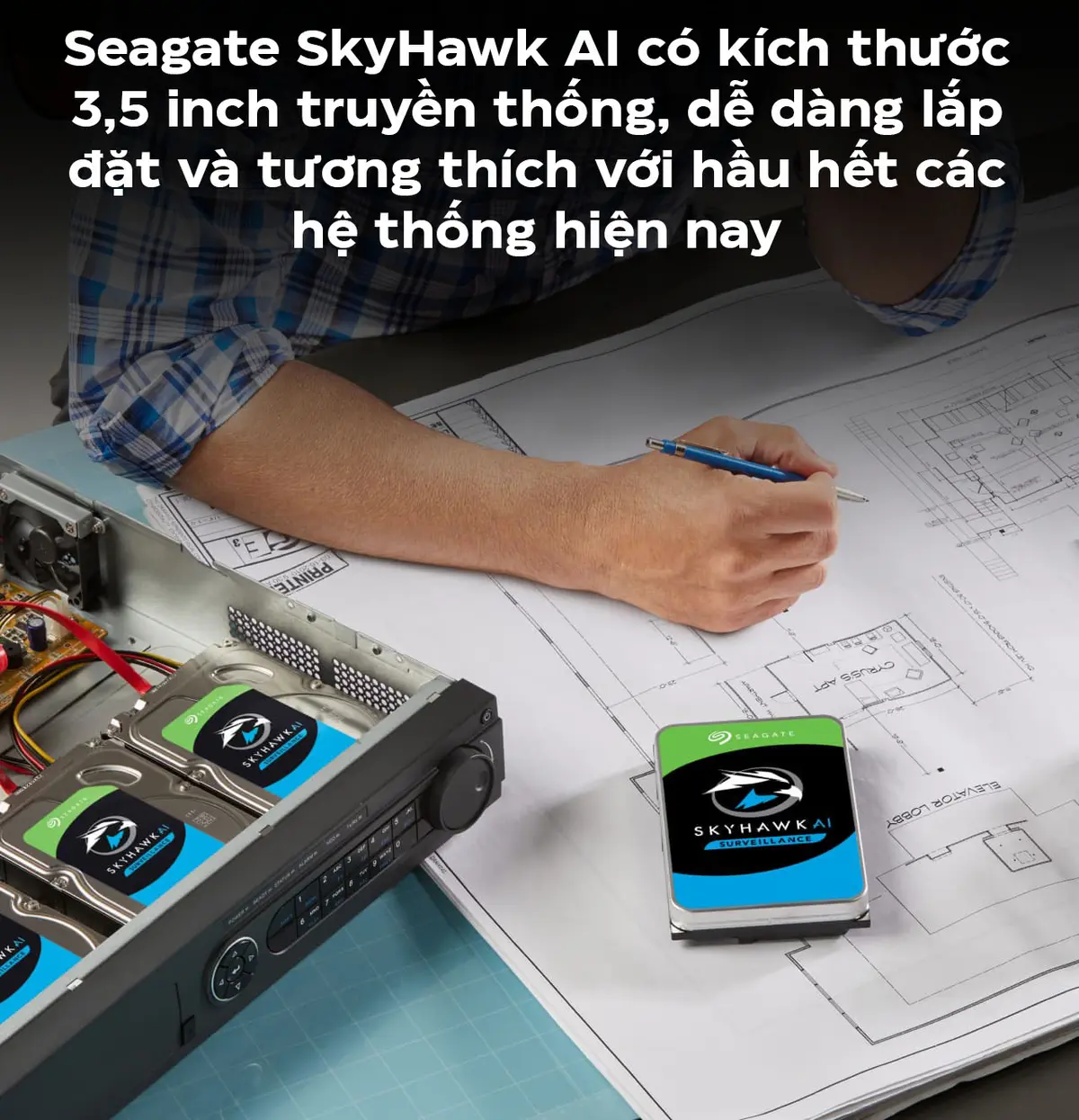 Ổ cứng Seagate SkyHawk 8TB ST8000VX010 5400RPM 256MB Cache – HDD chuyên Camera