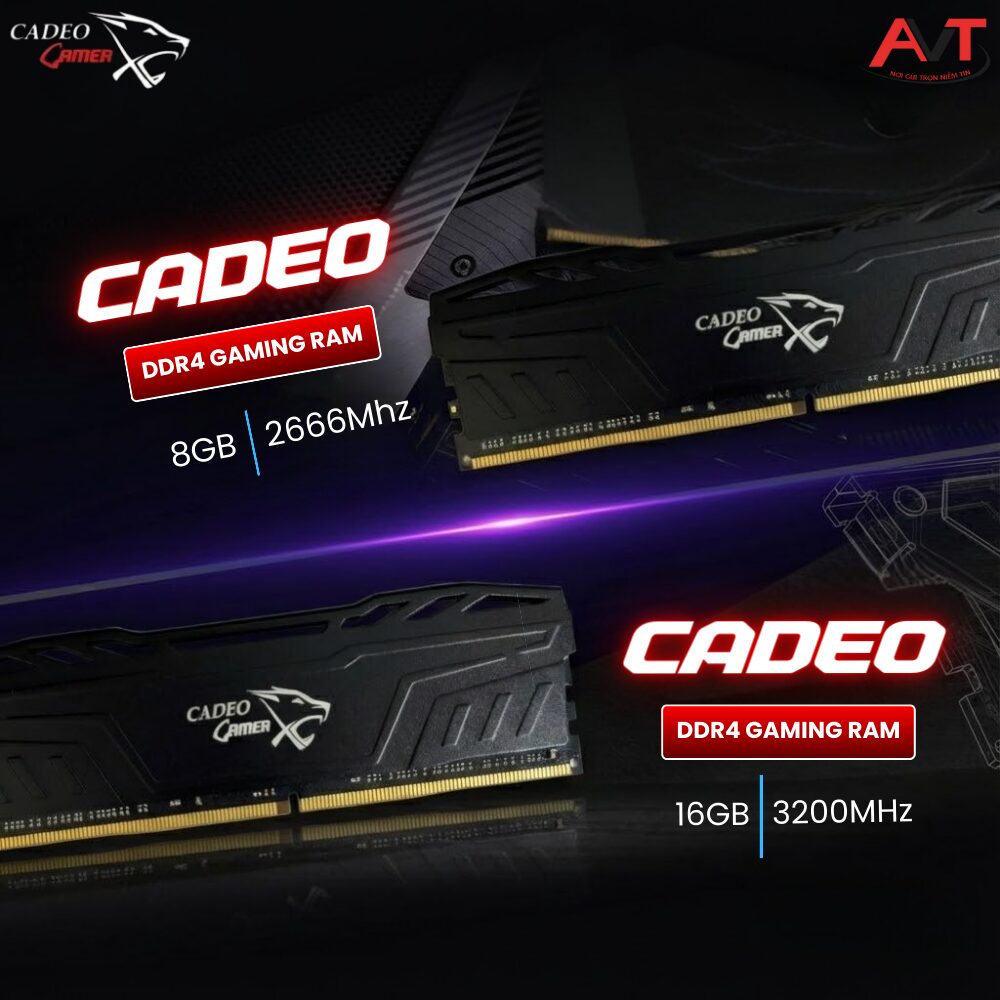 RAM PC CADEO DDR4 8GB 2666MHz CL16 – Tản Nhiệt, Bảo Hành 36 Tháng