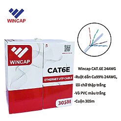 Dây Mạng WINCAP CAT6E UTP VN23 305M – Lõi Đồng 23AWG, 550MHz, Màu Xanh