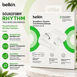 Tai Nghe Bluetooth Belkin SoundForm Rhythm AUC012 – Multipoint 2 Thiết Bị, Pin 28 Giờ, IPX5 | Tấn Phát AD