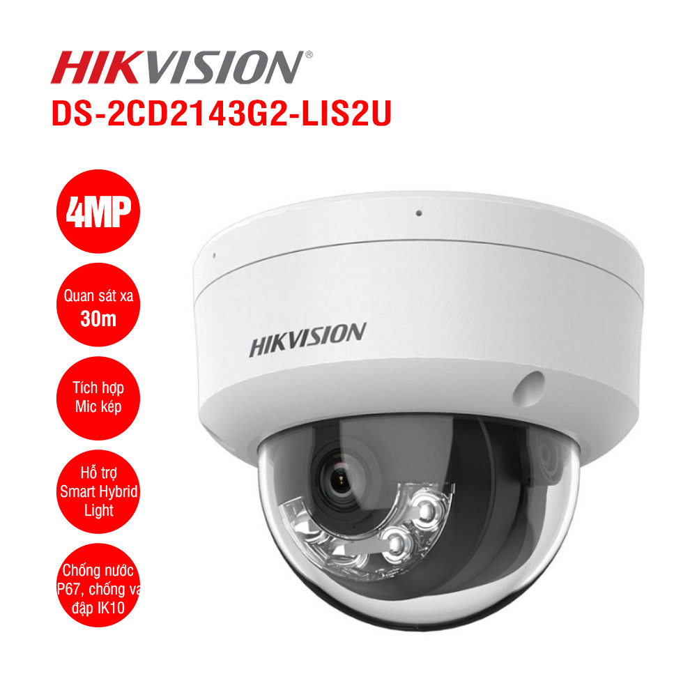 Camera IP Dome Hikvision DS-2CD2143G2-LIS2U 4MP