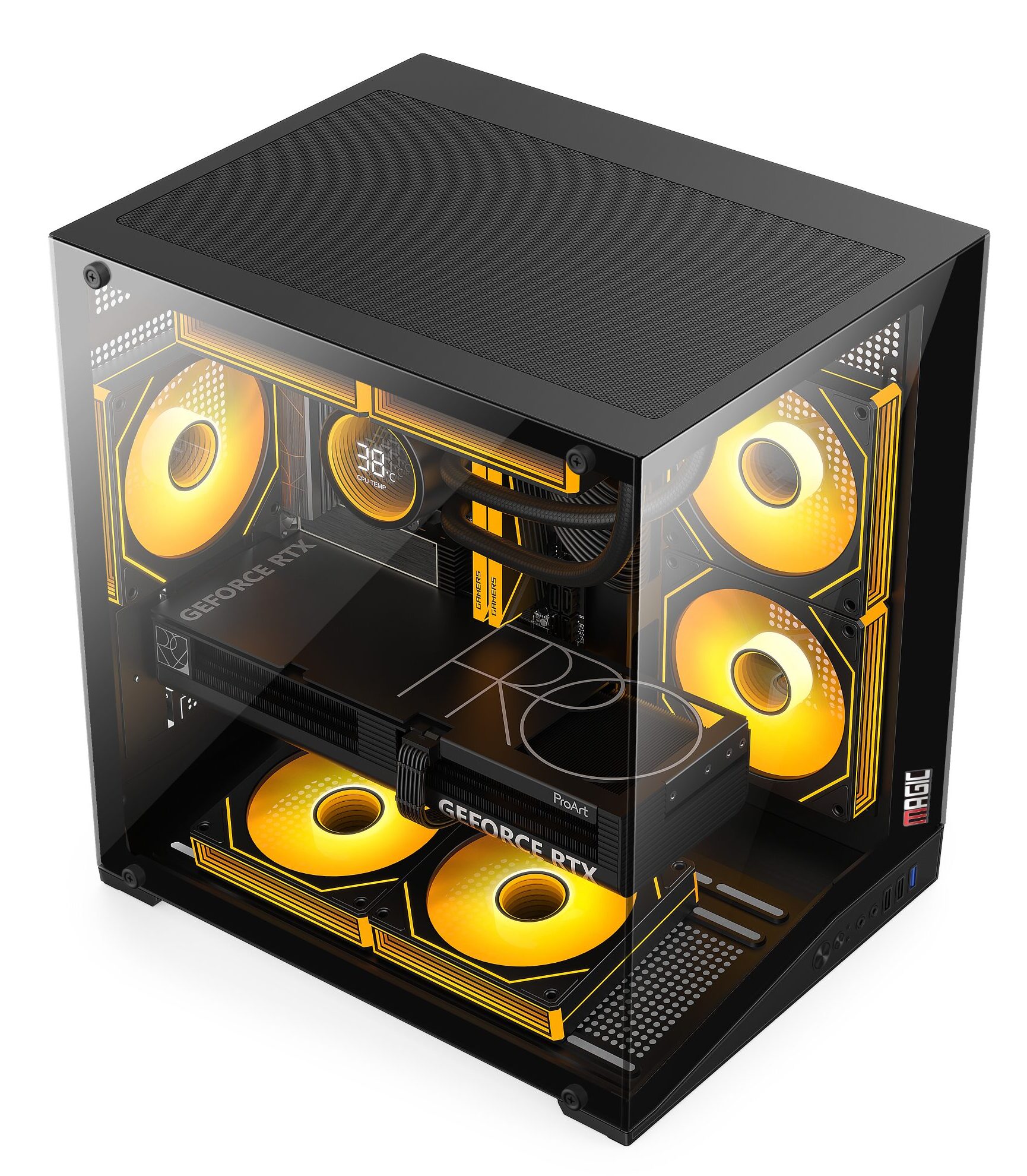 Case Magic Zero Plus màu đen, kính cường lực M-ATX