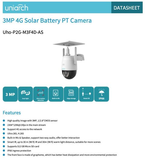 Camera IP WIFI UNV Uho-P2G-M3F4D-AS  Hỗ trợ Sim 4G - Ảnh 3