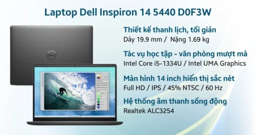 Dell Inspiron 14 5440 ( Core i5-1334U 16GB D5 512GB 14'' FHD+ Win 11 KB_Led Black ) NK-5